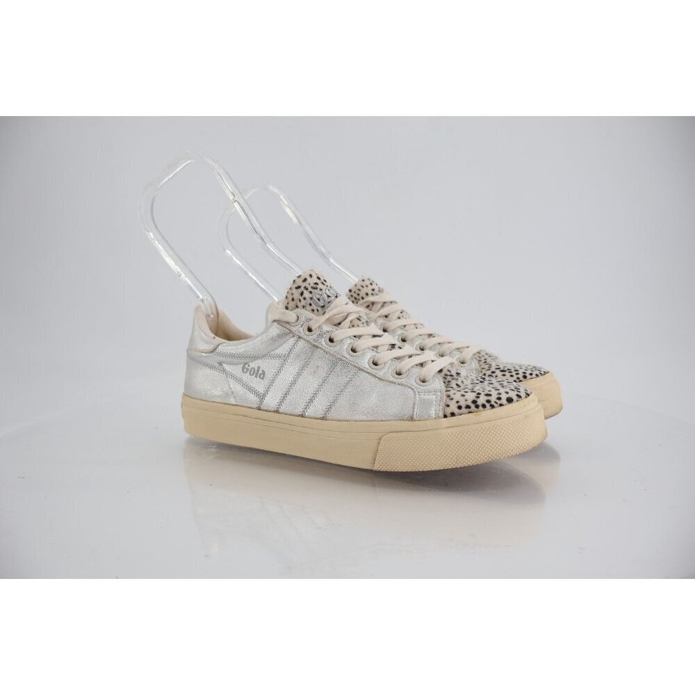 Gola Women's Orchid II Cheetah Sneaker Size 6 Silver Metallic Faux Leather Shoe